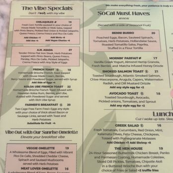 The Vibe - Menu - Breakfast & Brunch Near Me - San Diego, California The Vibe - Menu - Breakfast & Brunch Near Me - San Diego, California