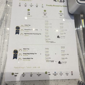 Chicha San Chen - Paper menu - Bubble Tea Near Me - Fremont, California
