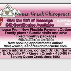 Queen Creek Chiropractic - Massage Therapist Appointments and Gift Certificates. Call to confirm location.