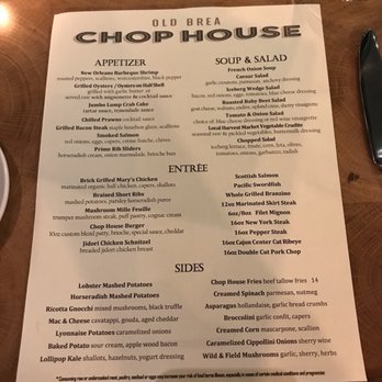 Old Brea Chop House - Soft Opening Menu - Steakhouses Near Me - Brea, California Old Brea Chop House - Soft Opening Menu - Steakhouses Near Me - Brea, California