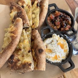 Special menu - Warm focaccia with bruschetta and whipped ricotta Special menu - Warm focaccia with bruschetta and whipped ricotta