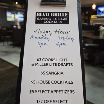 BLVD Grille - Gaming, Celler, & Cocktails - Happy hour description - Wine Bars Near Me - Henderson, Nevada