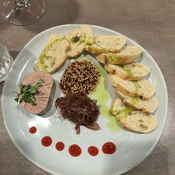 Black Sheep Brasserie - Duck Liver Mousse with Dijon mustard seeds, and caramelized onions - New American Near Me - San Jose, California