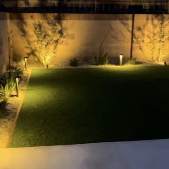 Down 2 Earth - Night view of the flower beds and turf - Landscape Architects or Designers Near Me - Lakewood , California Down 2 Earth - Night view of the flower beds and turf - Landscape Architects or Designers Near Me - Lakewood , California