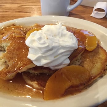 Cracker Barrel Old Country Store - Pancakes with peach topping - American Near Me - Asheville, North Carolina