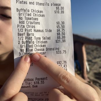 Gansett Wraps - receipt saying no blue cheese. wrap had blue cheese. - Salad Near Me - Narragansett, Rhode Island