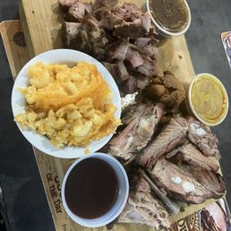 Brisket and Jerk Pork Combo Platter