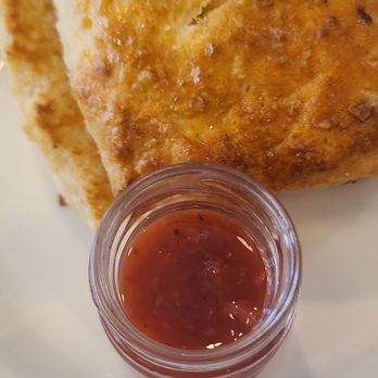 Fleur STL - Homemade biscuit with mango, strawberry, vanilla bean jam. - Breakfast & Brunch Near Me - St. Louis, Missouri Fleur STL - Homemade biscuit with mango, strawberry, vanilla bean jam. - Breakfast & Brunch Near Me - St. Louis, Missouri