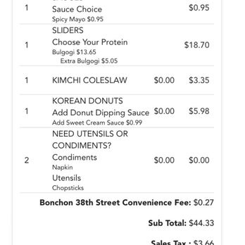 Bonchon Colorado Springs - Cross Peak View - Receipt - Chicken Wings Near Me - Colorado Springs, Colorado