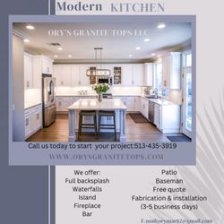 Ory's Granite tops - Contact us today,you can get our prices totally free. Call our sales representative Megan:513-435-3919
