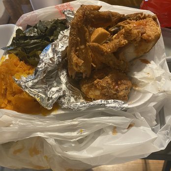 The Crock Pot II - Fried Chicken with collard greens and yams here. - Soul Food Near Me - Memphis, Tennessee