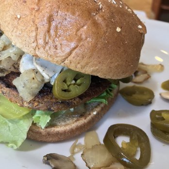 Denny's - Veggie burger with jalapenos, onions, mushrooms - Breakfast & Brunch Near Me - Kettleman City, California