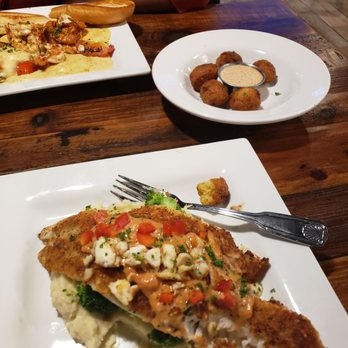 Anaya's Seafood Scratch Kitchen - Garlic parmesan crusted flounder and 3 cheese ravioli and grilled shrimp - Seafood Near Me - Dallas, Texas