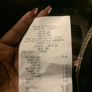 Chick-fil-A - My order - I did not get any of these items. - Fast Food Near Me - Harvey, Louisiana Chick-fil-A - My order - I did not get any of these items. - Fast Food Near Me - Harvey, Louisiana