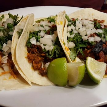 El Limon - Tinga (chicken), chorizo, al pastor tacos from left to right. Regular, not supreme. - Mexican Near Me - Conshohocken, Pennsylvania