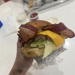 Bacon Burger - no tomato or onion. Crispy Bacon & extra lettuce Bacon Burger - no tomato or onion. Crispy Bacon & extra lettuce