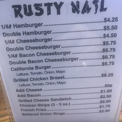 Rusty Nail Bar & Grill - The actual menu today.