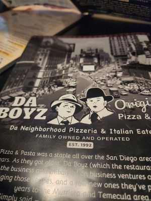 Menu photo 1 Da Boyz Original Pizza & Pasta Murrieta, CA Menu photo 1 Da Boyz Original Pizza & Pasta Murrieta, CA