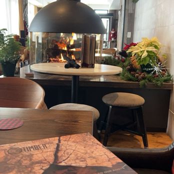 Timber Kitchen & Bar - Inside fireplace. - New American Near Me - Bangor, Maine