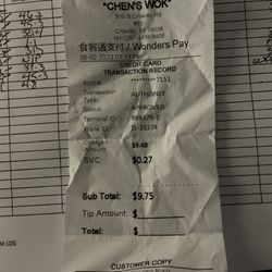 Chen's Wok - Service Charge