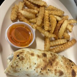 KJ's Quick Shop - Chicken wrap & Fries w Buffalo sauce