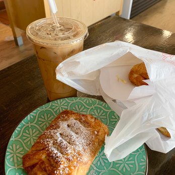 Carmel Cafe - Guava cream cheese pastry & iced honey vanilla latte! :D (plus a few other pastries to-go) - Coffee & Tea Near Me - Brea, California