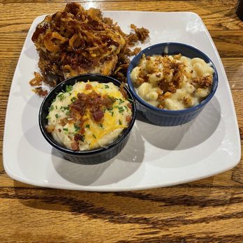 Strikers Steakhouse - Rodeo Chicken with potato casserole and white cheddar mac n cheese. - Steakhouses Near Me - Lawrenceburg, Tennessee Strikers Steakhouse - Rodeo Chicken with potato casserole and white cheddar mac n cheese. - Steakhouses Near Me - Lawrenceburg, Tennessee