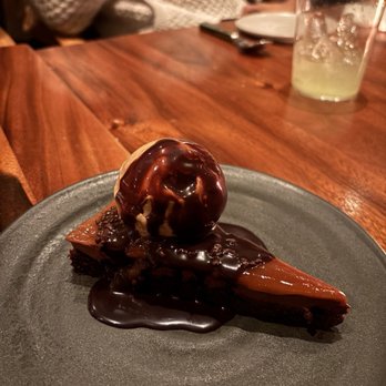 Damian - Chocolate Tart with Coffee Ice Cream and Mezcal Chocolate Syrup (and Chocolate Pop Rocks) - Mexican Near Me - Los Angeles, California