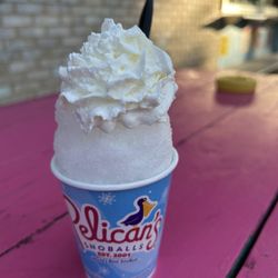 Pelican's Snoballs - Kid size snowball with whipped cream, a classic summer time treat