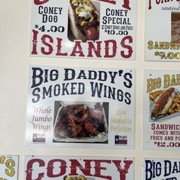 The menus are on the walls.