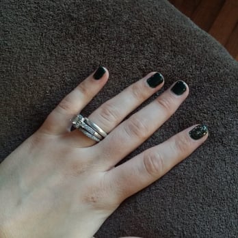 Natural Nails By Edith - Dark Emerald color with gold glitter - Nail Salons Near Me - San Clemente, California