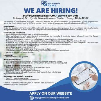 Recruiting Source International - For the Full Description and to Apply: https://lnkd.in/gPpsnpsC - Employment Agencies Near Me - Katy, Texas