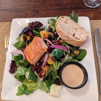 Grapevine Café - yum! salmon and greens with mandarine oranges, red onion, craisins - Breakfast & Brunch Near Me - Green Bay, Wisconsin