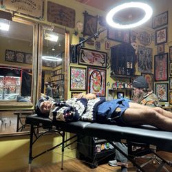 Hallowed Ground Bodyart Studio - Getting ready for first tattoo!