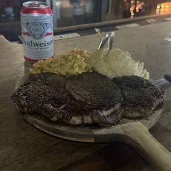 Apple Jack's - Ribeyes!! The mash and Mac are next level! Steak bites over mashed potatoes OH MY!! - Dive Bars Near Me - La Honda, California