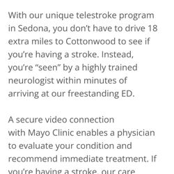 Sedona Medical Center - Stroke Caption on their website.