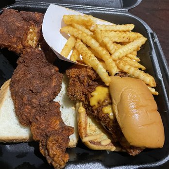 Dave's Hot Chicken - Chicken strip and a sandwich - Chicken Shop Near Me - Spring, Texas