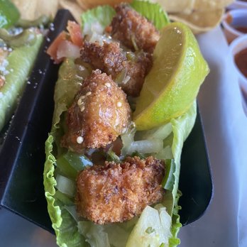 Cartel Taco Bar - Fried Mahi in lettuce taco - Tacos Near Me - Arlington, Texas Cartel Taco Bar - Fried Mahi in lettuce taco - Tacos Near Me - Arlington, Texas