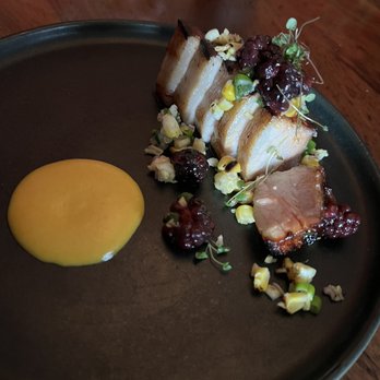 Uchi Dallas - Pork belly happy hour dish with pickled blackberries - Japanese Near Me - Dallas, Texas Uchi Dallas - Pork belly happy hour dish with pickled blackberries - Japanese Near Me - Dallas, Texas