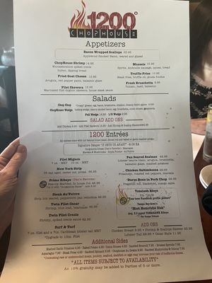 Menu photo 3 1200 Chophouse St. Petersburg, FL