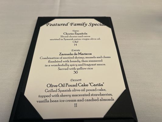 Menu photo 3 Columbia Restaurant Tampa, FL Menu photo 3 Columbia Restaurant Tampa, FL