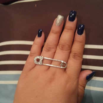 Panda Nails - Navy and silver nails. - Nail Salons Near Me - Arcadia, California