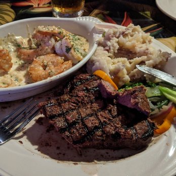 Ponds Hilo - Bland surf n turf option: flavorless sirloin, tasteless scampi, bland potatoes - Hawaiian Near Me - Hilo, Hawaii