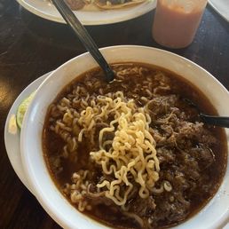 BIRRIA RAMEN ,STREET TACOS SPECIAL birria, chicken, al pastor it was very good and the service are very nice, friendly and kind person