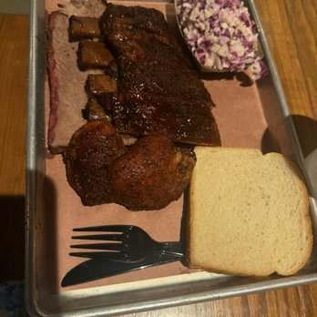 Pinkerton's Barbecue - Ribs, brisket, chicken thigh and slaw - Barbeque Near Me - San Antonio, Texas