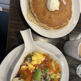 Broken Yolk Cafe - The breakfast yolk cafe Huevos Rancheros Butter Short Stack Pancakes (2) - Breakfast & Brunch Near Me - Yuma, Arizona Broken Yolk Cafe - The breakfast yolk cafe Huevos Rancheros Butter Short Stack Pancakes (2) - Breakfast & Brunch Near Me - Yuma, Arizona