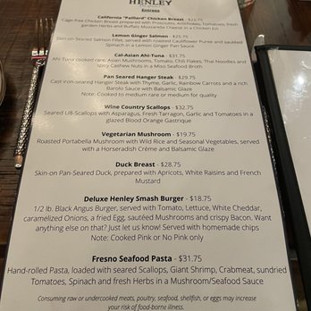 Henley on Grace - Dinner menu - American Near Me - Richmond, Virginia