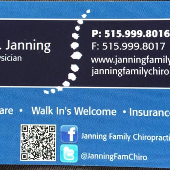 Janning Family Chiropractic - Business card - Chiropractors Near Me - Granger, Iowa Janning Family Chiropractic - Business card - Chiropractors Near Me - Granger, Iowa