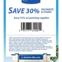 Sherwin-Williams Paint Store - Example of online coupon