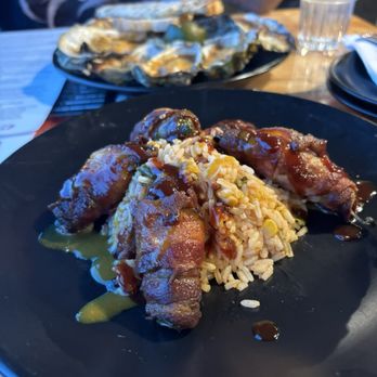 Char Kitchen - Some kind of jalapeño popped with "dirty" rice and a cherry bbq sauce? Sounds weird but was so good! - American Near Me - Bremerton, Washington Char Kitchen - Some kind of jalapeño popped with "dirty" rice and a cherry bbq sauce? Sounds weird but was so good! - American Near Me - Bremerton, Washington